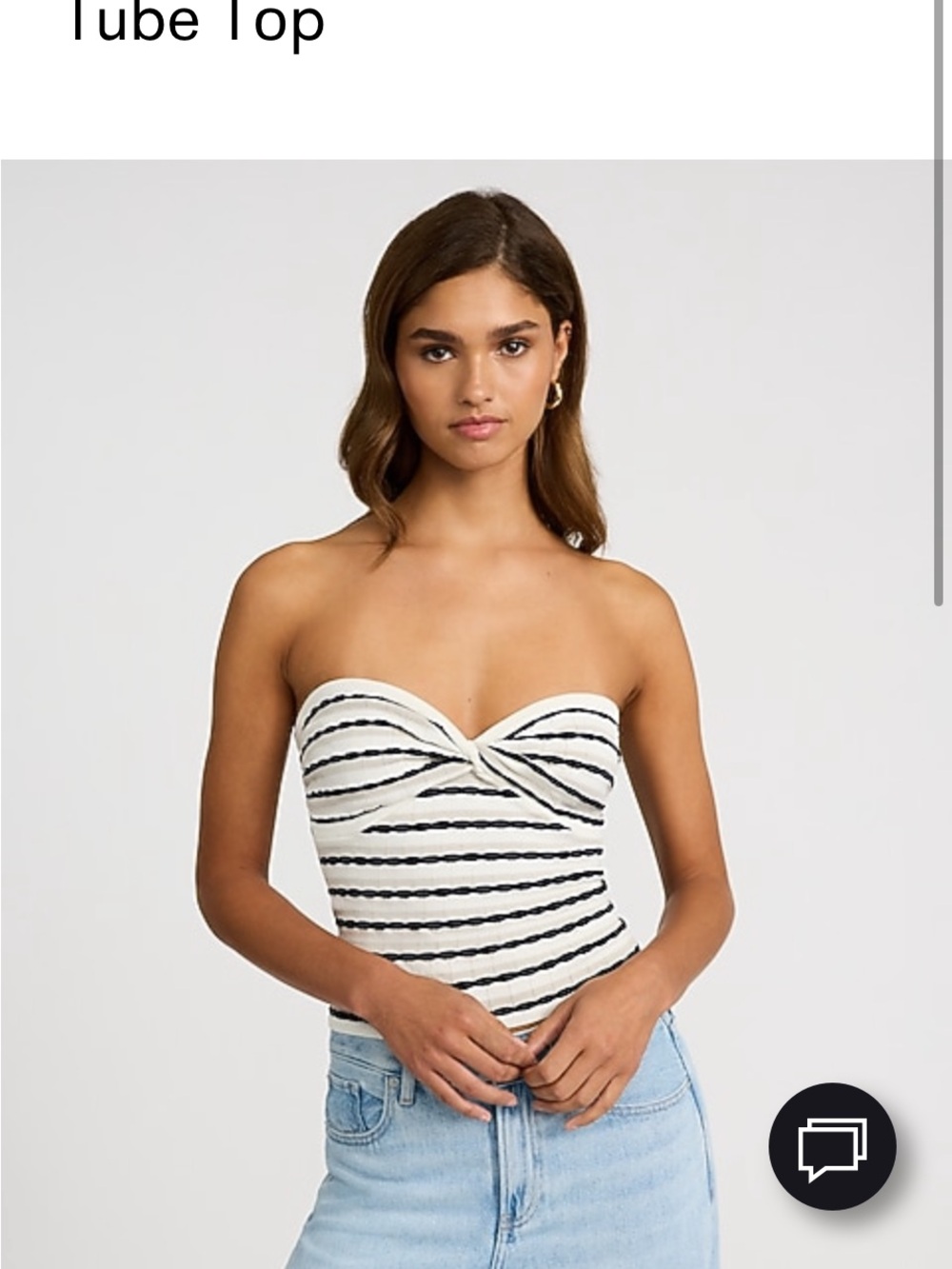 Striped Twist Sweater Tube Top — Black & White